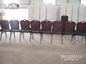 Black color Banquet chair with silk logo