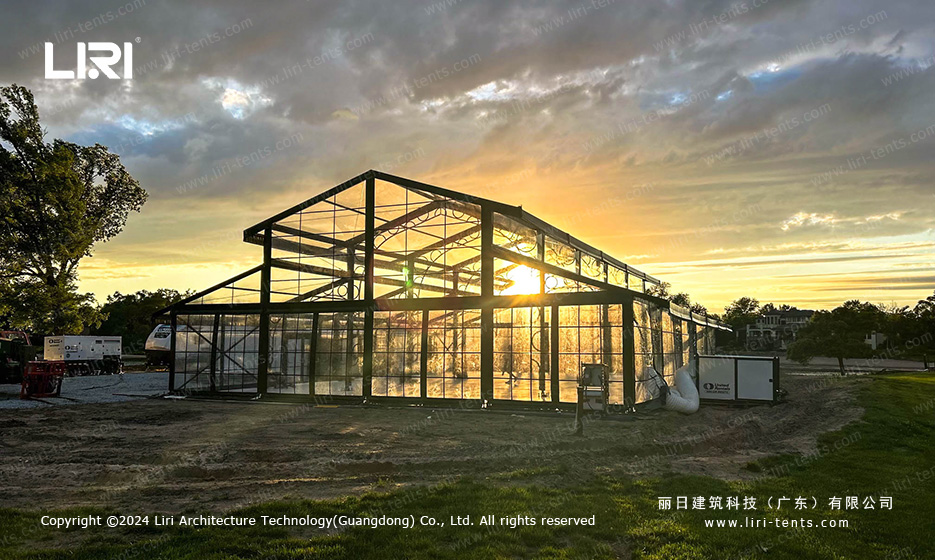Black frame orangery pavilion for a luxury wedding venue