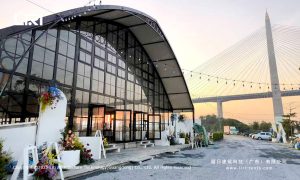 Modular wedding tent exterior for a luxury venue