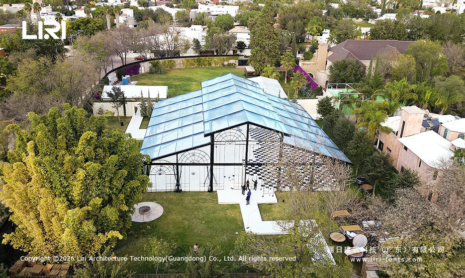 Aluminum orangery garden aerial daytime view