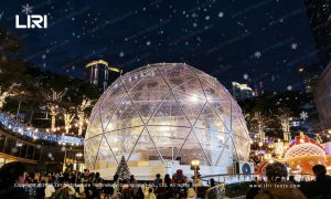 Luxury dome tent with festive lighting for an outdoor venue