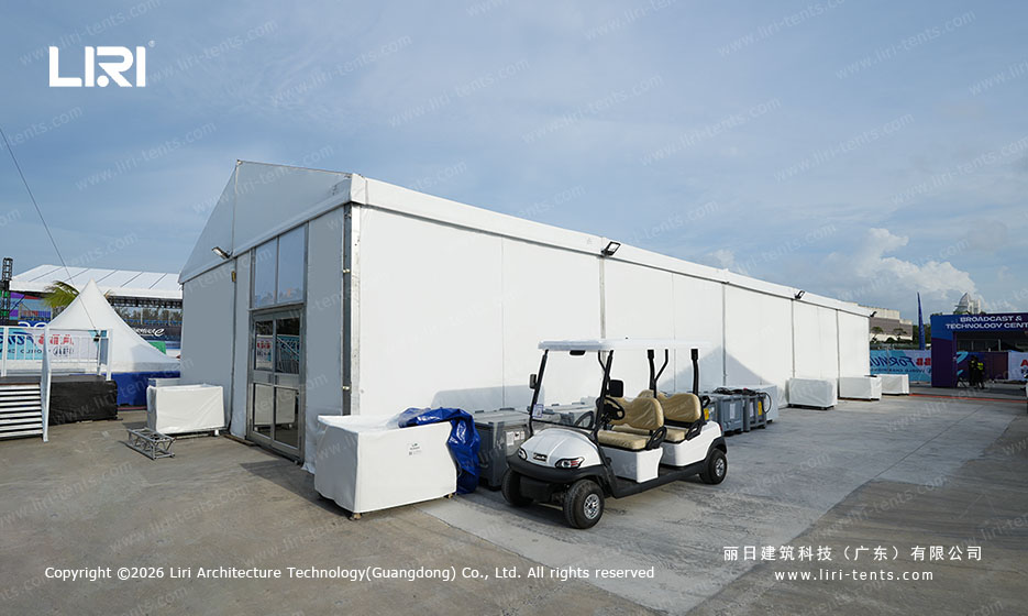 ABS hard wall white event warehouse tent exterior view