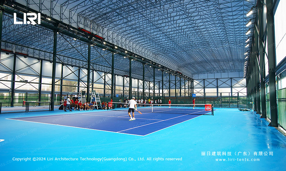 active players tennis court interior wedding tent