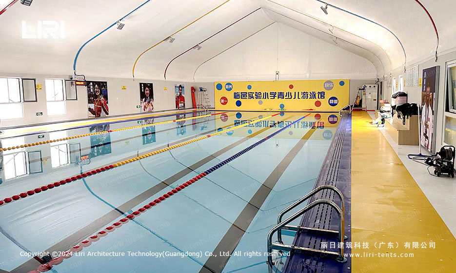 pool canopy lighting and roof trusses
