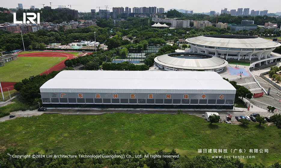 tennis center stadium tent overview aerial view