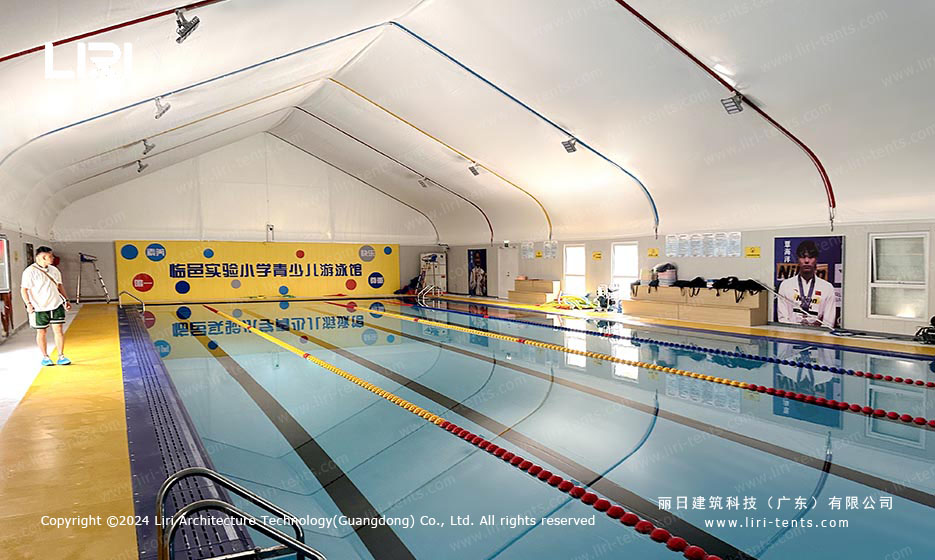 wedding tent pool lanes with five lanes